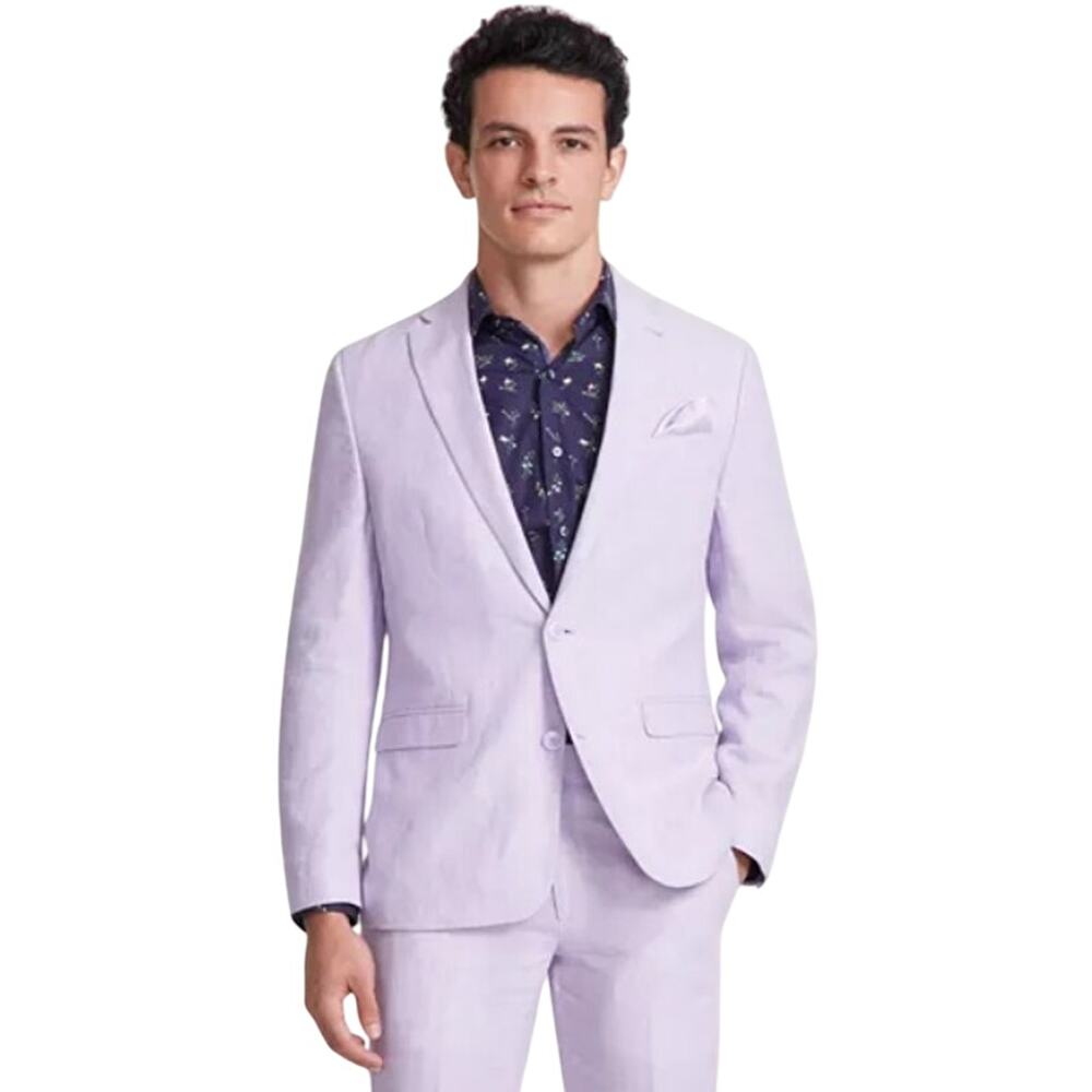 Bar III Men's Lavender Linen Summer Casual Slim Formal Suit Jacket Size 38R